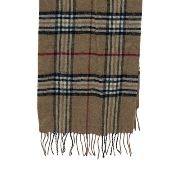 NWT New Valentin Fraas Womens One Size 100% Lambs Wool Tan Plaid Fringe Scarf - Picture 3 of 5
